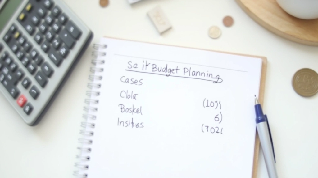 Finanzplaner mit Taschenrechner und Notizen zu Urlaubsbudget-Kategorien