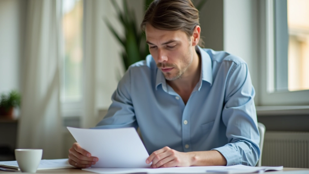 Person mit Stift prüft Nebenkostenabrechnung am Schreibtisch, konzentrierter Blick
